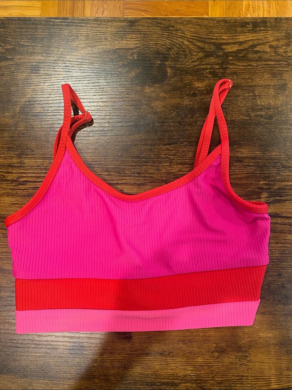 Beachriot Pink and Red Colorblock two-Piece Swimsuit - Picture 2 of 7